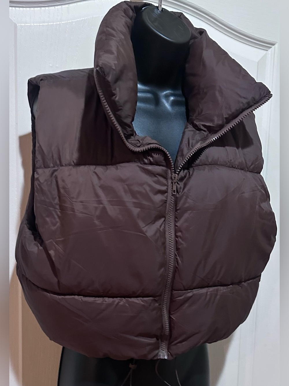 Love chic couture Puffer zip up sleeveless Vest in Deep Brown size L - Picture 4 of 4